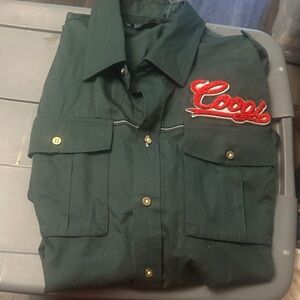 Green Coogi long sleeve Embroidered Button-Up Shirt